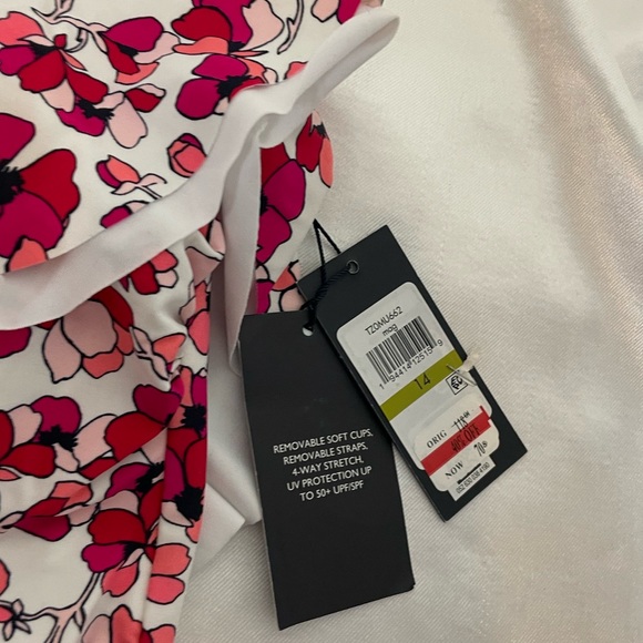 NEW Tommy Hilfiger floral ruffle front swimsuit womens 14 one piece - Picture 3 of 6